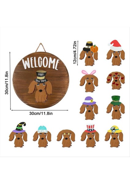 Dachshund Ön Kapı Için Mevsimlik Karşılama Tabelası Rustik Yuvarlak Ahşap Çelenkler Sosis Köpek Duvar Asılı Ev Dekor (Yurt Dışından) fiyatları