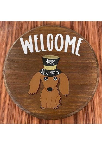 Dachshund Ön Kapı Için Mevsimlik Karşılama Tabelası Rustik Yuvarlak Ahşap Çelenkler Sosis Köpek Duvar Asılı Ev Dekor (Yurt Dışından) modelleri