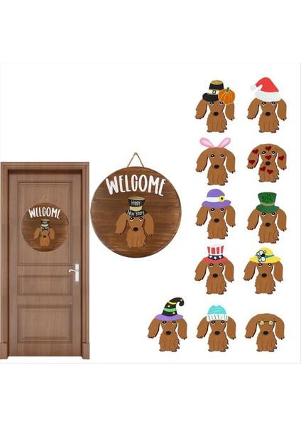 Dachshund Ön Kapı Için Mevsimlik Karşılama Tabelası Rustik Yuvarlak Ahşap Çelenkler Sosis Köpek Duvar Asılı Ev Dekor (Yurt Dışından) indirimleri