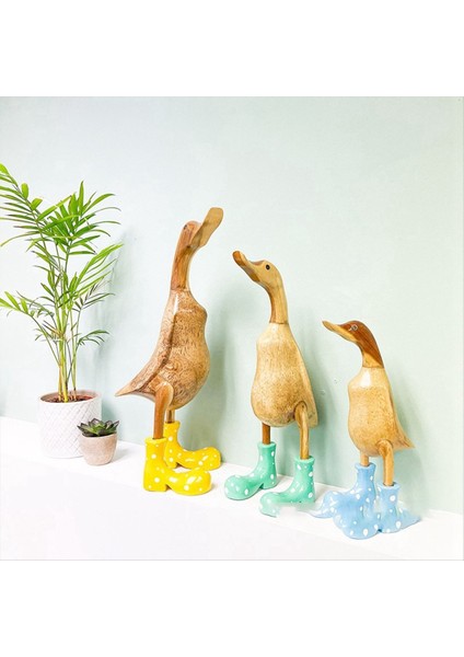 Reçine Ördek Heykeli Bahçe Heykeli Sevimli Karikatür Ördekler Benekli Wellies Boot Good Good Luck Figurine Sarı-S (Yurt Dışından) modelleri