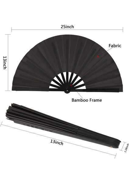 4 Adet Büyük Katlanır Fan Naylon Bez Katlanır Katlanır Çin Kung Fu Tai Chi Fan Dekorasyon Kat El Fan Siyah &amp Kırmızı (Yurt Dışından) modelleri