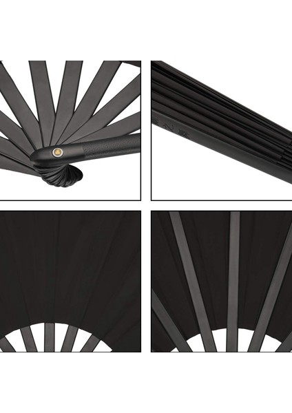 4 Adet Büyük Katlanır Fan Naylon Bez Katlanır Katlanır Çin Kung Fu Tai Chi Fan Dekorasyon Kat El Fan Siyah &amp Kırmızı (Yurt Dışından) fırsatları