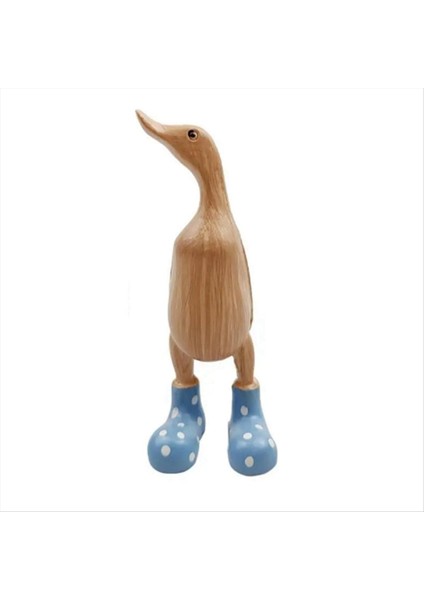 Reçine Ördek Heykeli Bahçe Heykeli Sevimli Karikatür Ördekleri Benekli Wellies Boot Giymek Iyi Şanslar Heykelcik Blue-L (Yurt Dışından)