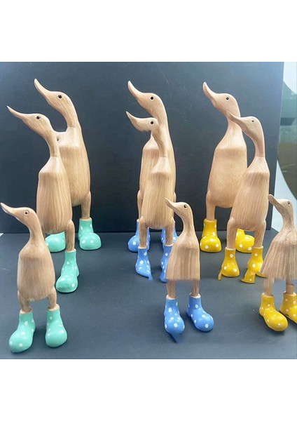 Reçine Ördek Heykeli Bahçe Heykeli Sevimli Karikatür Ördekleri Benekli Wellies Boot Giymek Iyi Şanslar Heykelcik Blue-L (Yurt Dışından) fırsatları