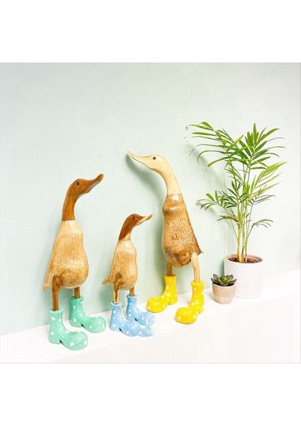 Reçine Ördek Heykeli Bahçe Heykeli Sevimli Karikatür Ördekleri Benekli Wellies Giymek Good Luck Figurine Sarı-L (Yurt Dışından) fırsatları