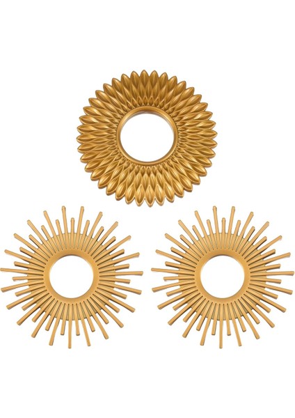 3 Duvar Paketi Için Altın Aynalar - Oda Dekoru ve Ev Dekoru Aynaları Için Duvar Dekoratif Aynalar Için Ev Dekoru Aynaları (Yurt Dışından)