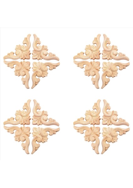 16PCS 6X6CM Avrupa Tarzı Ahşap Oyma Köşe Onlay Aplike Mobilya Boyasız Kapı Dekor (Yurt Dışından)