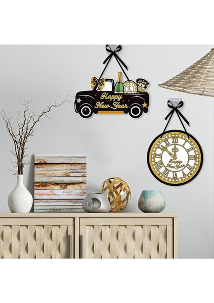 Mutlu Yıllar Işareti 4pcs Kapı Askı Yeni Yıl Kapısı Dekor Sign Yılbaşı Gecesi Çelenk Asma Işareti (Yurt Dışından) fırsatları