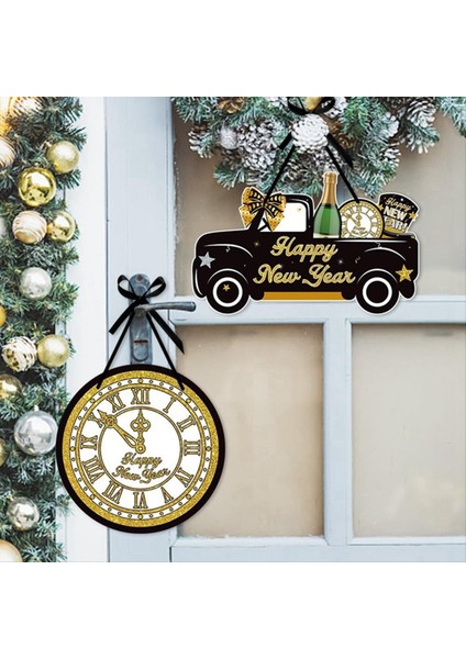 Mutlu Yıllar Işareti 4pcs Kapı Askı Yeni Yıl Kapısı Dekor Sign Yılbaşı Gecesi Çelenk Asma Işareti (Yurt Dışından) indirimleri