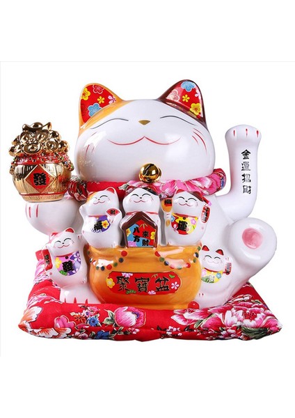 2pcs 7inch Seramik Çağırıyor Cat Maneki Neko Süsleme Feng Shui Dekorasyon Salıncak Şanslı Kedi A (Yurt Dışından) fırsatları