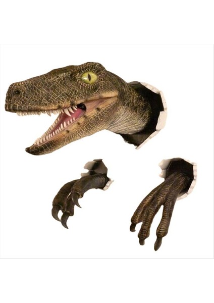 Velociraptor Heykel Duvarı Reçinesi Dinozor Kafası Heykel Duvarı Kapalı ve Dış Mekan Dinozoru Için Asılı Süsleme (Yurt Dışından)