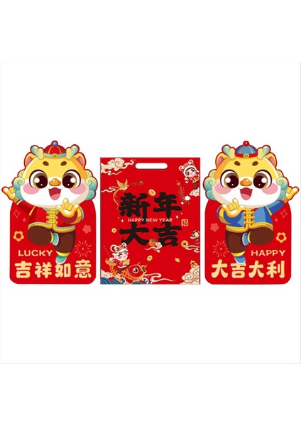 Bahar Yuvaları Çin Yeni Dragon Year Beuplet Kapı Afişleri Pencere Etiketi 2024 Bahar Festivali Dekorasyon Kolye B (Yurt Dışından) modelleri