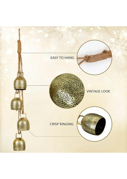 2sets Noel Çanları Metal Rustik Asma Çanlar Ile Vintage Noel Dekorasyonları Noel Için Kapalı Ev (Yurt Dışından) modelleri
