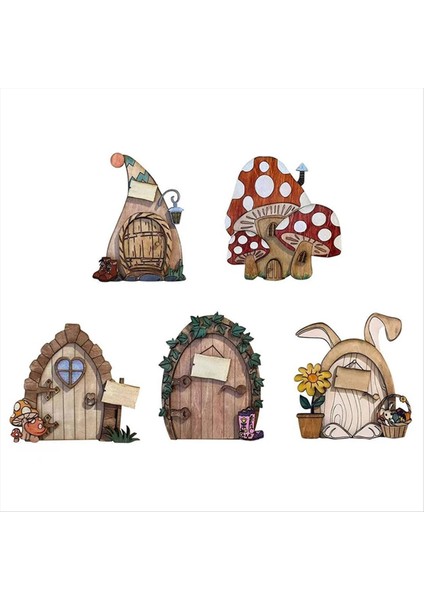 2pcs Mini Ev Dekorasyonları Ahşap Peri Kapı Peri Masalı Kapı Kapısı Dekorasyon Zanaat Süsleri Bir (Yurt Dışından) fırsatları