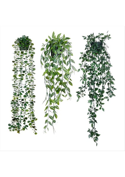 Yapay Asılı Bitkiler 3 Paket Yapay Okaliptüs Saksı Yeşillik Okaliptüs Mandala Asma (Yurt Dışından)