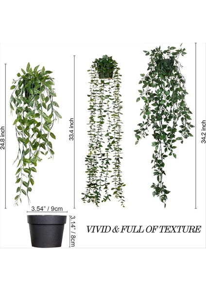 Yapay Asılı Bitkiler 3 Paket Yapay Okaliptüs Saksı Yeşillik Okaliptüs Mandala Asma (Yurt Dışından) modelleri