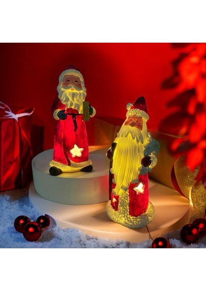 Yeni Küçük Gece Işığı Noel Baba Dekorasyon Reçine El Sanatları Yaratıcı Ev Masaüstü Dekorasyon Hediyesi C (Yurt Dışından)