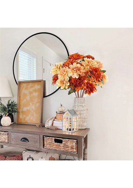 6pcs Yapay Sonbahar Çiçekleri 18 Baş Ipek Anneler Çiçekler Chrysanthemum Portakal Çiçekleri Ev Dekoru (Yurt Dışından) indirimleri