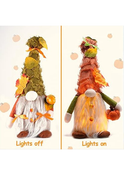 Sonbahar Şükran Günü Cüceler Peluş Dekorasyonlar - Işıklar ile 2 Pc Sonbahar Isveçli Tomte Doll Home Masa Süsleri Hediye (Yurt Dışından) modelleri