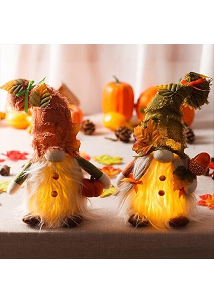 Sonbahar Şükran Günü Cüceler Peluş Dekorasyonlar - Işıklar ile 2 Pc Sonbahar Isveçli Tomte Doll Home Masa Süsleri Hediye (Yurt Dışından) fırsatları