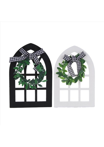 2pcs Ahşap Çiftlik Evi Pencere Katmanlı Tepsi Dekorasyon Ekose Rustik Çiftlik Evi Dekor Katedral Kemer Pencere Raf Fotoğraf Pervane (Yurt Dışından) modelleri