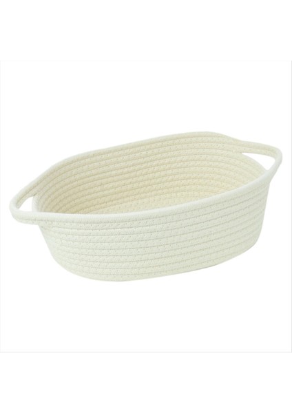 Halat Depolama Sepetleri Organizatör Dokuma Sepet - Giysiler Yataklar Havlular Için Taşınabilir Pamuk Kutuları L Kremalı -Beyaz (Yurt Dışından)