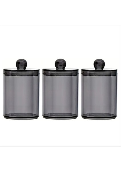 3 Paket Qtıp Dispenser Kavanozlar Banyo Kavanozu Siyah Plastik Tutucu Saklatma Kutusu Pamuk Topu Swab Pamuk (Yurt Dışından)