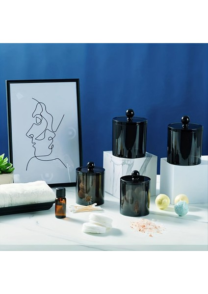 3 Paket Qtıp Dispenser Kavanozlar Banyo Kavanozu Siyah Plastik Tutucu Saklatma Kutusu Pamuk Topu Swab Pamuk (Yurt Dışından) fırsatları