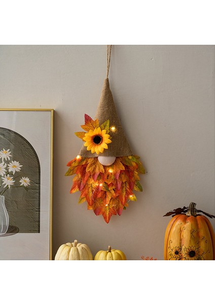 Şükran Günü Dekoratif Malzemeleri Hasat Sezon Ayçiçeği Kapısı Asma Sonbahar Akçaağaç Yaprak Çelenk Lamba Ipi (Yurt Dışından) fırsatları