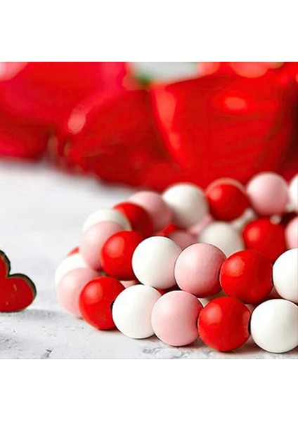 Sevgililer Günü Tassel Rustik Ahşap Boncuk Dekoru Çiftlik Boncukları Büyük Duvar Asma Dekoru ile Ahşap Boncuk Çelenk (Yurt Dışından) indirimleri