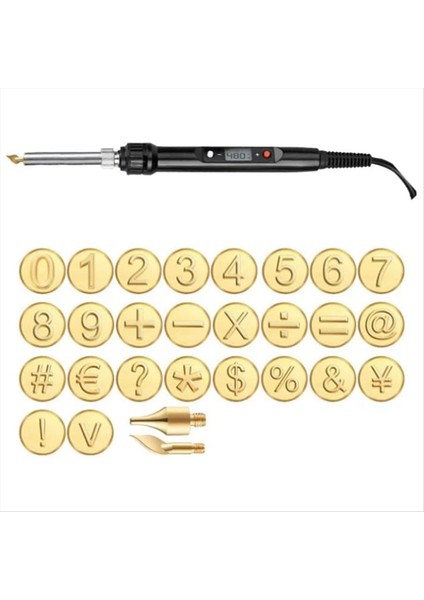Dıy Ahşap/deri Seti + 26 Harf Bakır Kalıp Ahşap Yakma Alfabesi Damgası Seti Ahşap Ipuçları Uk Fiş A (Yurt Dışından)