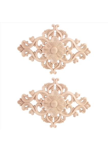 21*15CM Ahşap Oyulmuş Boyasız Onlay Aplike Mobilya Ev Dekoru 2 Adet (Yurt Dışından)