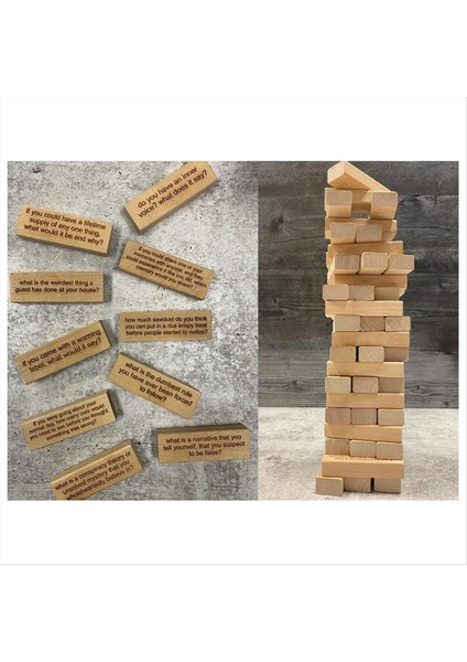 54 Adet Sorular Yuvarlanan Kule Oyunu Skorbordlu Dev Ahşap Istifleme Oyunu Buz Kırıcı Sorular Yuvarlanıyor (Yurt Dışından) modelleri