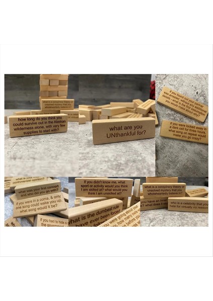 54 Adet Sorular Yuvarlanan Kule Oyunu Skorbordlu Dev Ahşap Istifleme Oyunu Buz Kırıcı Sorular Yuvarlanıyor (Yurt Dışından) fırsatları