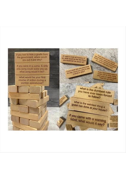 54 Adet Sorular Yuvarlanan Kule Oyunu Skorbordlu Dev Ahşap Istifleme Oyunu Buz Kırıcı Sorular Yuvarlanıyor (Yurt Dışından) indirimleri