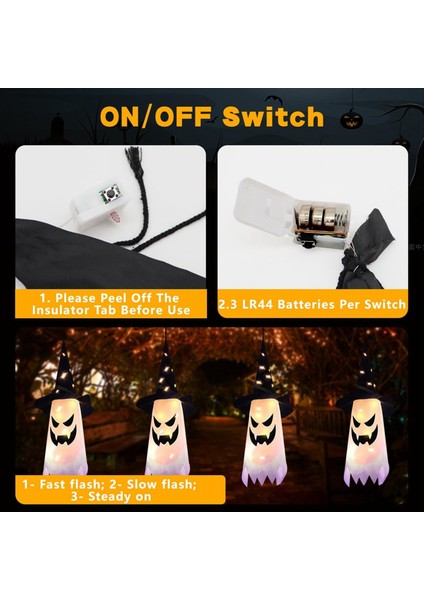 6pcs Cadılar Bayramı Dekorasyonları Açık Cadılar Bayramı Dekor Asılı Açık Ip Işıkları Parlayan Hayalet Cadı Şapka (Yurt Dışından) indirimleri