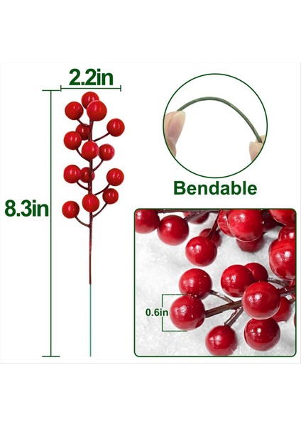 25 Adet 20CM Berry Noel Dekorasyonları Noel Seçiliyor Şubeler Çubukları Dalları (Yurt Dışından) modelleri
