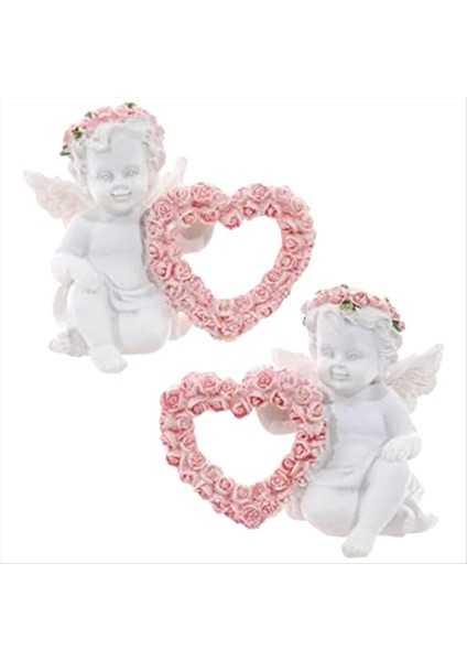 Reçine Süsleri Melek Reçine Heykeli Aşk Kalp Şeklinde Çelenk Figürin Heykeli Sevgililer Için Gün 2 Pcs (Yurt Dışından)