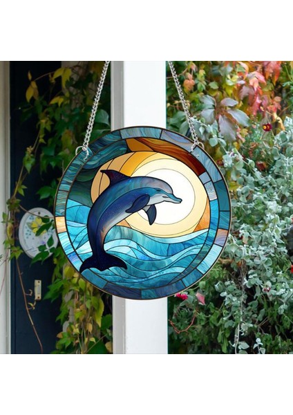 Dolphin Lekeli Akrilik Pencere Asılı Süsleme Zincirle Asılı Okyanus Temalı Dekor Kapalı Dış Mekan Dekoru Için (11 8in) (Yurt Dışından) modelleri