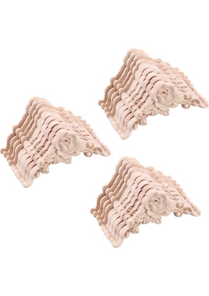 30PCS Çiçek Ahşap Oyma Çıkartma Köşesi Aplike Dekorasyon Çerçeve Ahşap Figürinler Dolap Dekoratif El Sanatları (Yurt Dışından)
