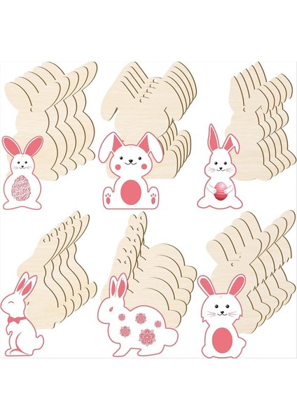 72PCS Paskalya Ahşap Tavşan Kesim Bitmemiş Ahşap Tavşan Kesimleri Boş Tavşan Şekli Dilimler Asma Süs Zanaat Etiketleri (Yurt Dışından)