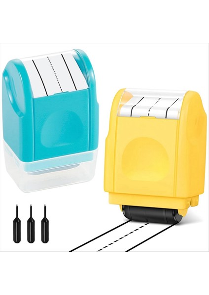 El Yazısı Çizgileri Damga Silindir - 2 Adet Kesikli El Yazısı Hatları Uygulama Silindiri Damgası Kendi Mürekkepli Çizgi Haddeleme Damgaları (Yurt Dışından)