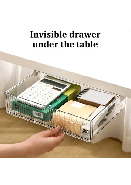 Masa Çekmecesi Altında Kendi Yapışkan-Ofis ve Ev Için Slayt Out Depolama Kutusu Gizli Organizatör A (Yurt Dışından) modelleri