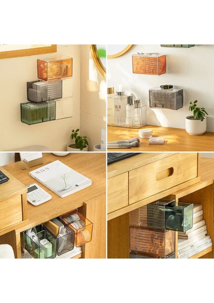 Duvara Monte Pamuklu Ped ve Swab Organizatör Kutusu Punch-Free Şeffaf Plastik Kozmetik Depolama Kabı Çekmeceli B (Yurt Dışından) fırsatları