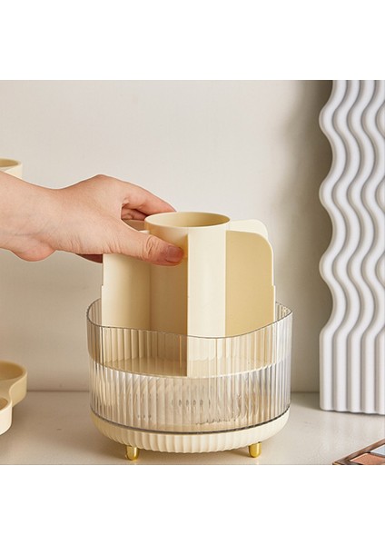 Kapaklı Makyaj Fırçası Tutucu Organizatör 360 ° Dönen Makyaj Fırçası Organizatörü Makyaj Için 7 Yuva Makyaj Organizatörü Masaüstü A (Yurt Dışından) indirimleri