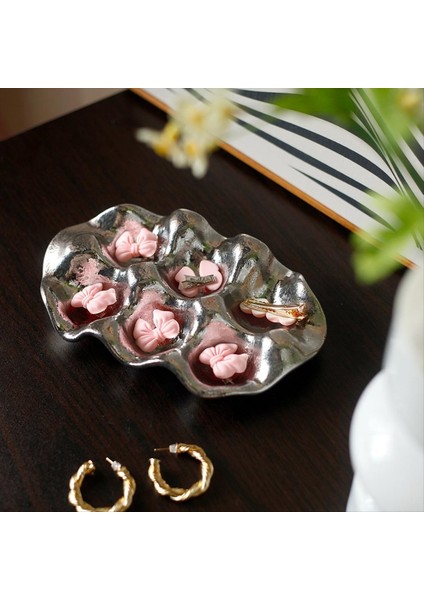 Yumurta Tepsisi Takı Halkası Kolye Küpe Depolama Plaka Değer Değer Seramik Süsler Pozlama Iyi Şeyler Izgara Gümüş (Yurt Dışından) fiyatları