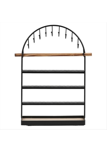 Siyah 5 Katmanlı Kemer Tipi Mücevher Rafı Ekran Pervane Halka Saklama Kutusu Küpe Mücevher Raf Kolyeler Yüzük Mücevher Kutusu (Yurt Dışından)