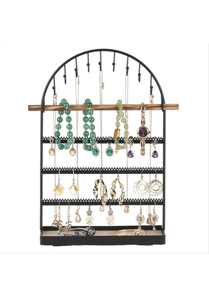 Siyah 5 Katmanlı Kemer Tipi Mücevher Rafı Ekran Pervane Halka Saklama Kutusu Küpe Mücevher Raf Kolyeler Yüzük Mücevher Kutusu (Yurt Dışından) fiyatları