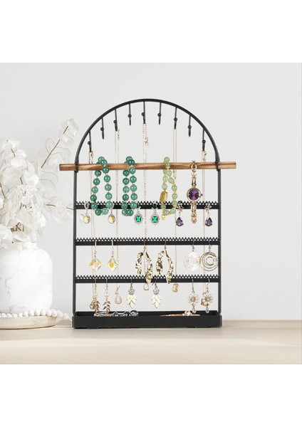 Siyah 5 Katmanlı Kemer Tipi Mücevher Rafı Ekran Pervane Halka Saklama Kutusu Küpe Mücevher Raf Kolyeler Yüzük Mücevher Kutusu (Yurt Dışından) indirimleri