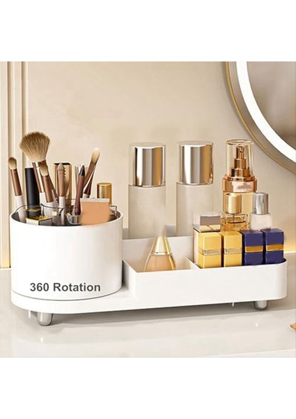 Vanity 360 ° Dönen Kozmetik Ekran Çantası Için Büyük Kapasiteli Makyaj Fırçası Organizatörü Kozmetikler Için Makyaj Fırçaları Kupası (Yurt Dışından) fırsatları